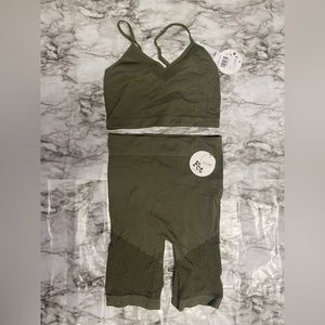 Army Green Matching Workout Set-NEW W/ Tags